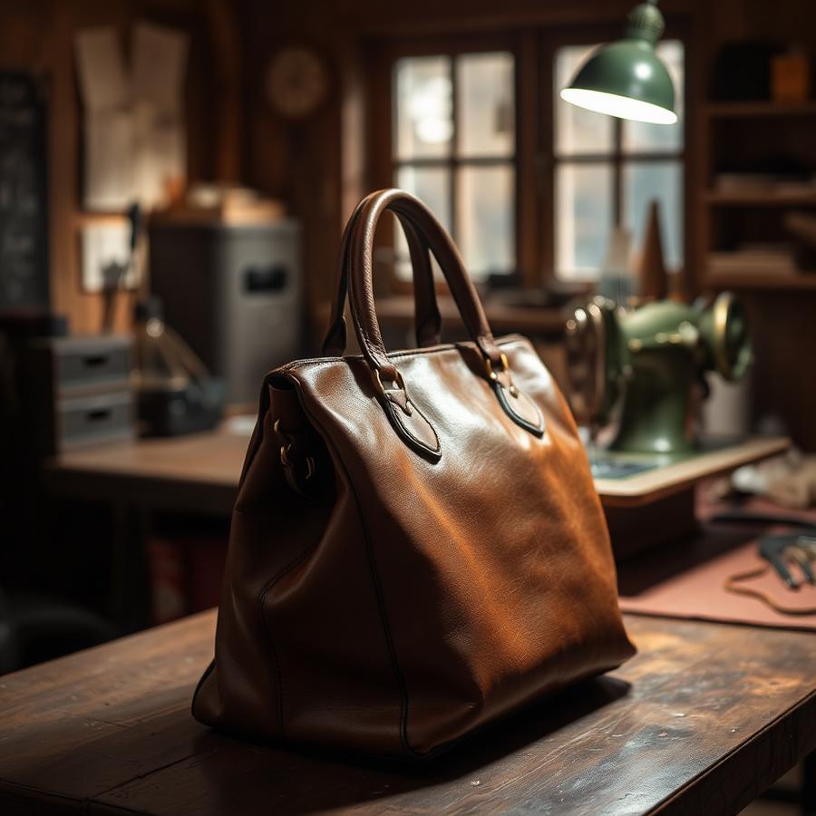 Restored leather handbag